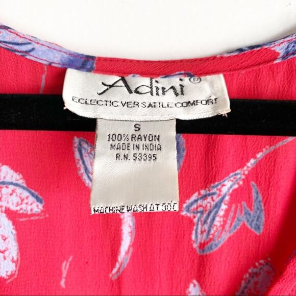 Vintage Cropped Top Blouse 1990s One Button Open Front Overlay Top Floral Red S - Picture 4 of 7